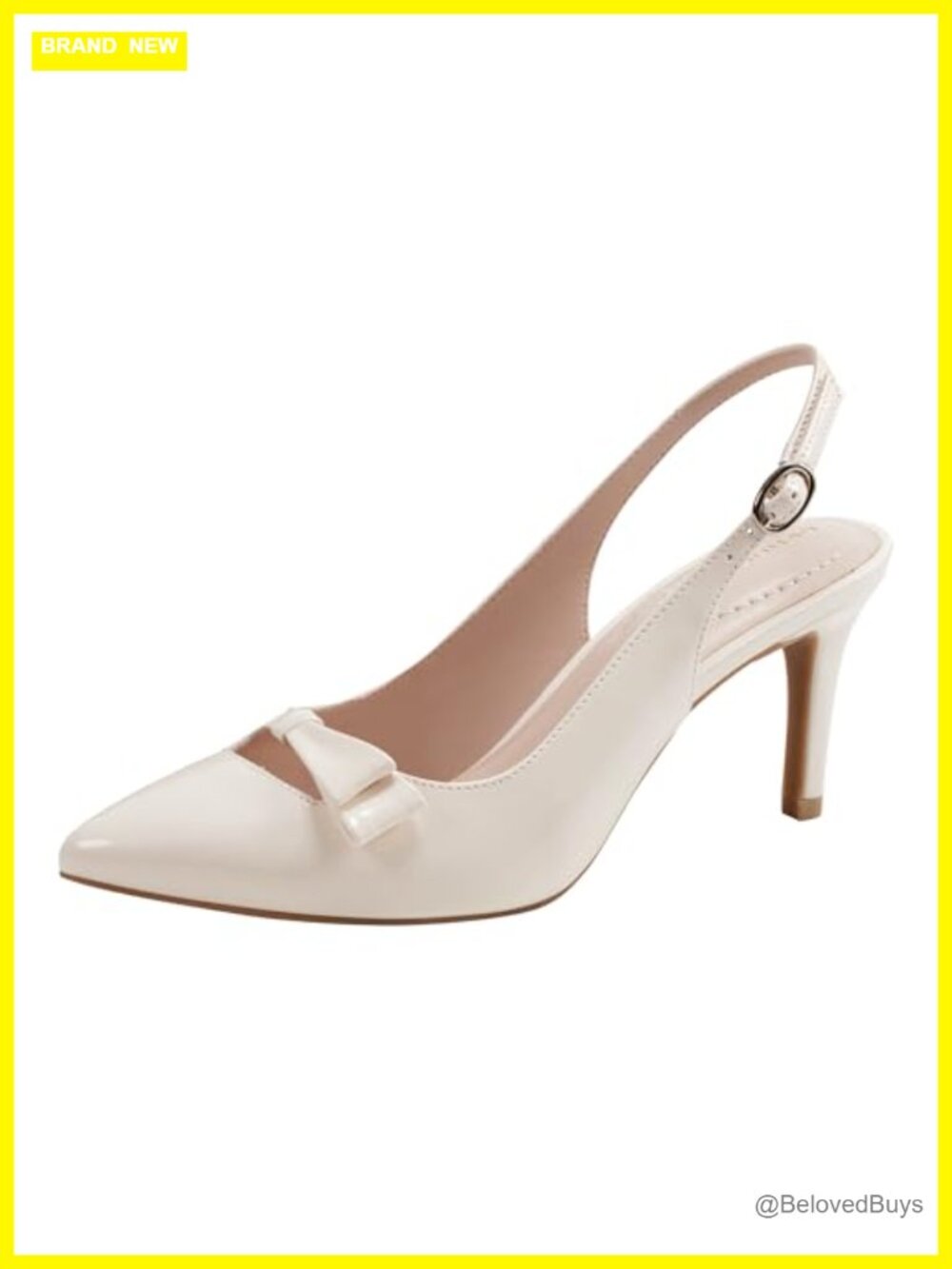 Slingback Pump Pointy Toe Faux Patent Leather Stiletto Heel Formal